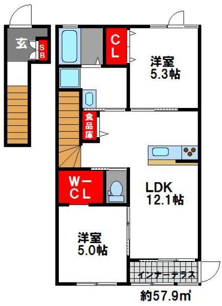 DIE SONNE(2LDK/2階)の間取り写真
