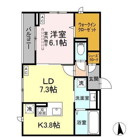 CLASSEUM仙台小田原 IV(1LDK/2階)の間取り写真