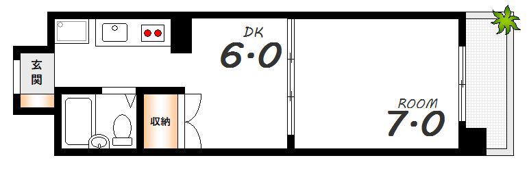 ダイアパレス榎町公園(1DK/3階)の間取り写真