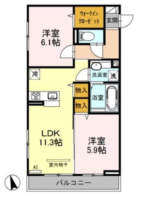ブラウンヒルズ(2LDK/3階)の間取り写真