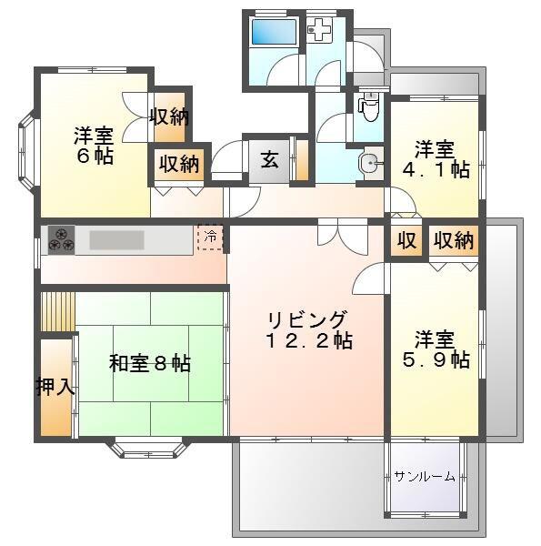 第一荻窪コーポ(4LDK/3階)の間取り写真