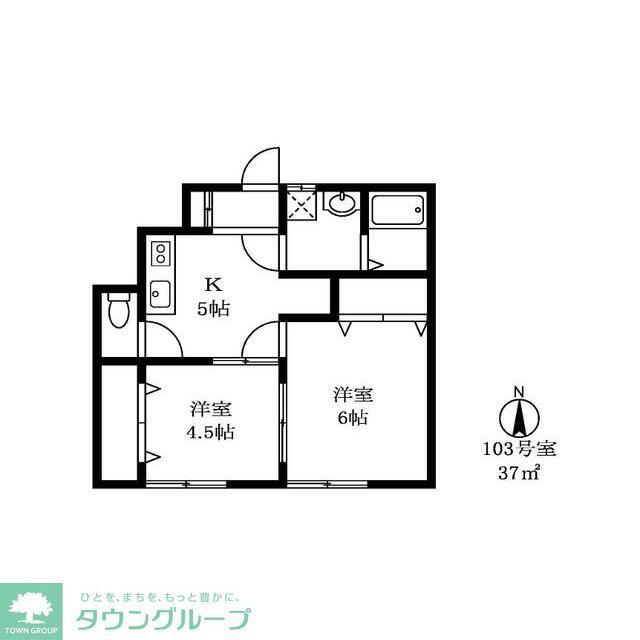 ラフィーネ田園調布(2K/1階)の間取り写真