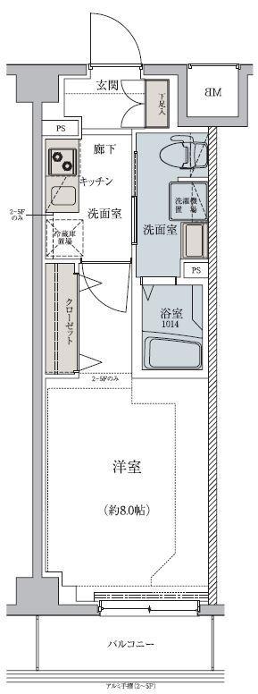 レグゼ用賀(1K/5階)の間取り写真