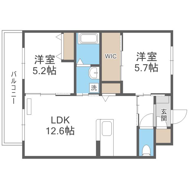 SUN PEARL HILLS(2LDK/5階)の間取り写真
