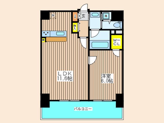 ルラーシェNAMBA(1LDK/12階)の間取り写真