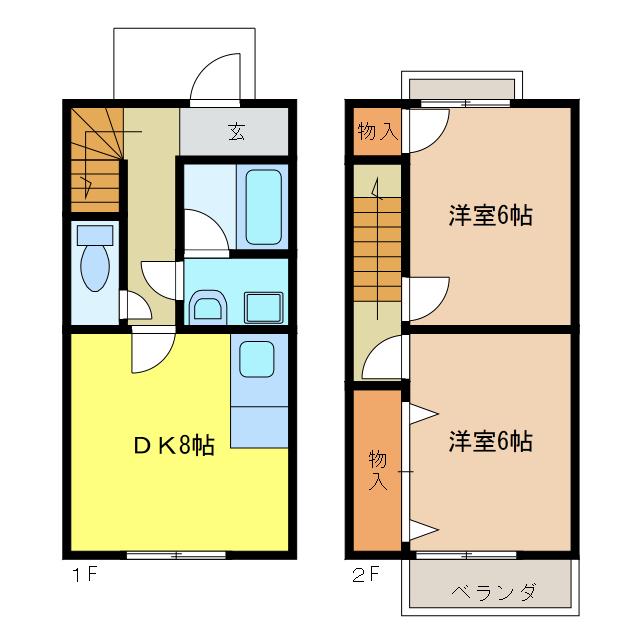 ORCHID(2DK/1階)の間取り写真