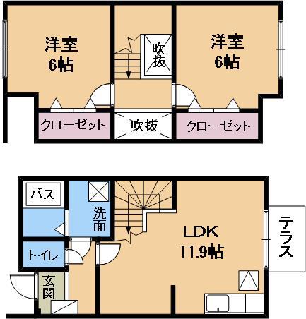 メゾン中村II(2LDK/1階)の間取り写真