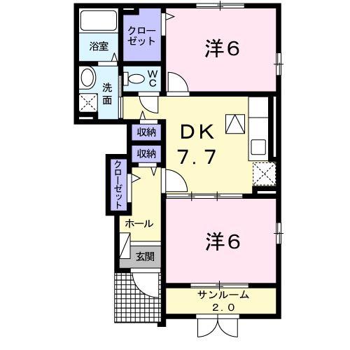 セレッソ(2DK/1階)の間取り写真