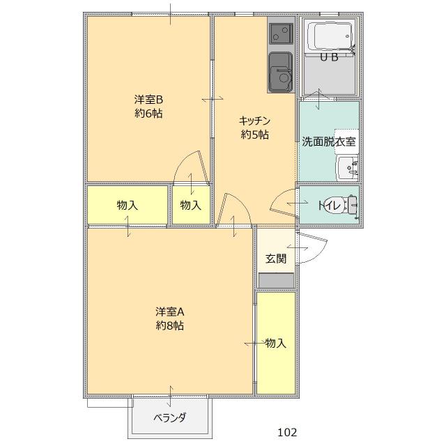 プランドール佐野 (2K/1階)の間取り写真