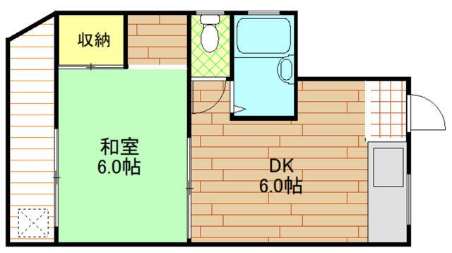 グリーンロード(1DK/3階)の間取り写真