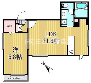 グリシーナ目黒(1LDK/1階)の間取り写真