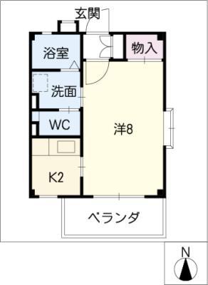 名鉄瀬戸線 尾張旭駅 徒歩16分 3階建 築25年(1K/3階)の間取り写真