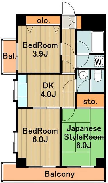 ティーズガーデン永山(3DK/6階)の間取り写真