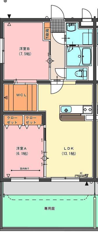 ドリームフェリオ(2LDK/1階)の間取り写真