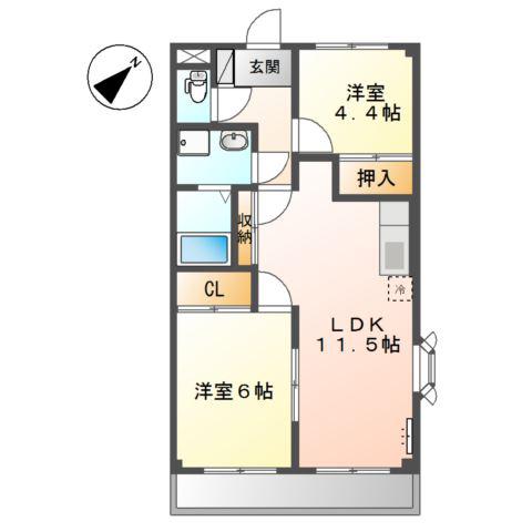 ドルチェ井上(2LDK/1階)の間取り写真