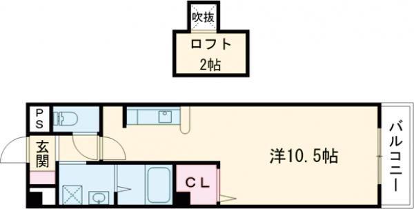 サンアビテ(1K/2階)の間取り写真