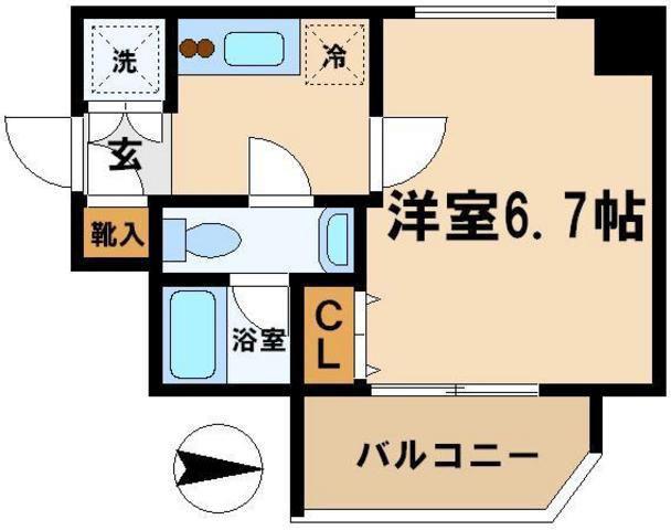 グラントゥルース練馬I(1K/13階)の間取り写真