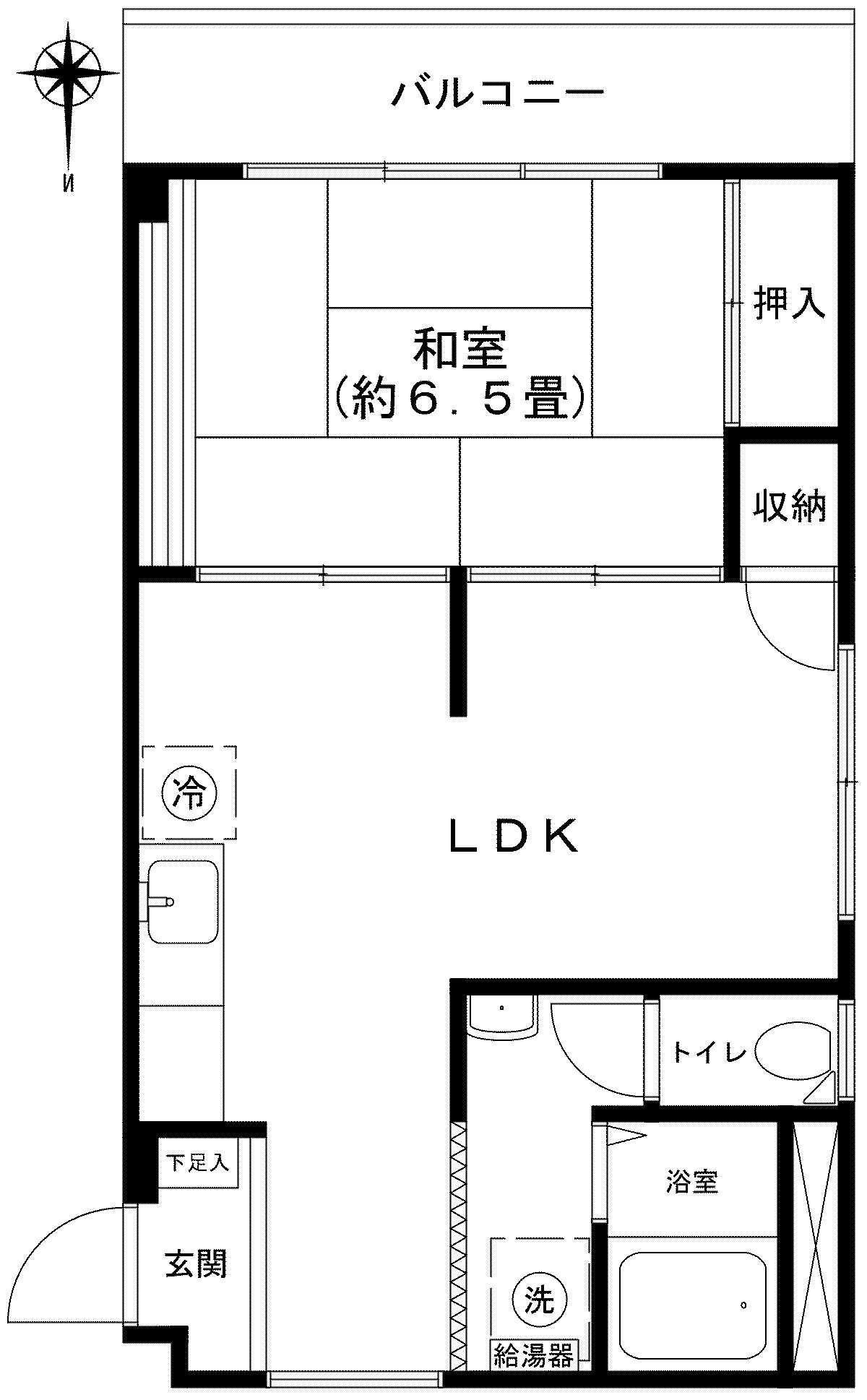 西原マンション(1LDK/5階)の間取り写真