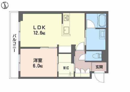 ファインメゾン福富(1LDK/2階)の間取り写真