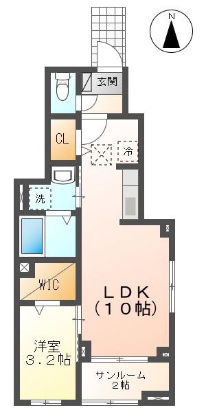 ＪＲ東北本線 福島駅(福島) 徒歩26分 3階建 築1年(1LDK/1階)の間取り写真