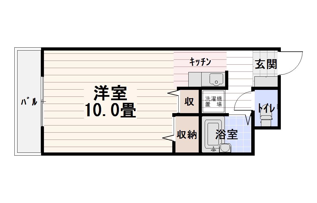 プチメゾン西新シトラス(ワンルーム/2階)の間取り写真