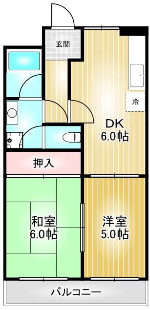 ヴィラロイヤル(2DK/2階)の間取り写真