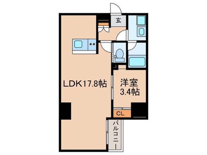 ZONNA磯上通(1LDK/2階)の間取り写真