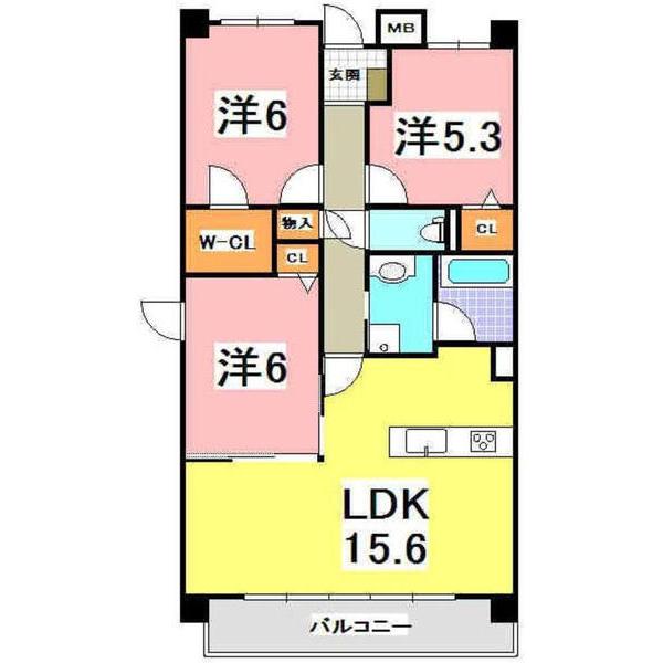 パレス マイセン(3LDK/5階)の間取り写真