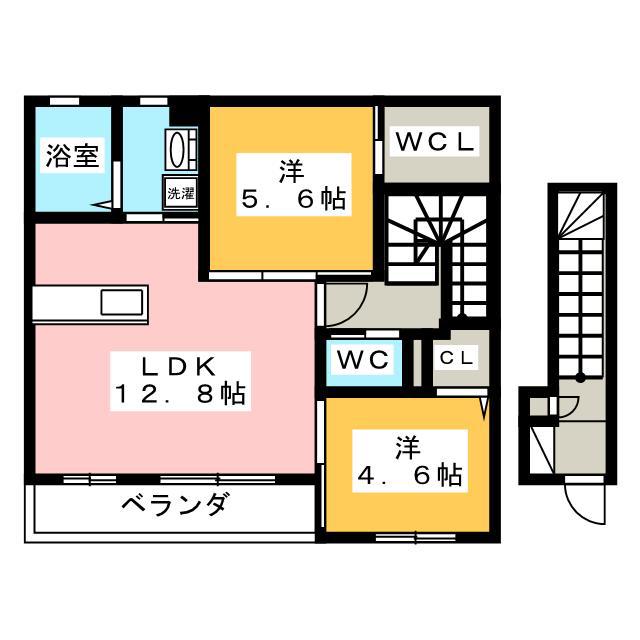 ルミエールN A(2LDK/2階)の間取り写真