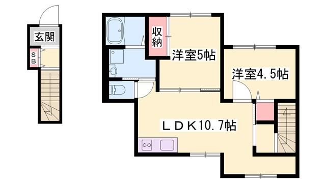 ハイムメゾン溝之口(2LDK/2階)の間取り写真