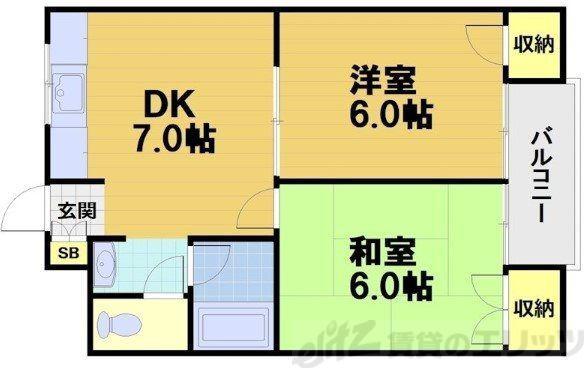 ハムロハイツ杉田A棟(2DK/3階)の間取り写真