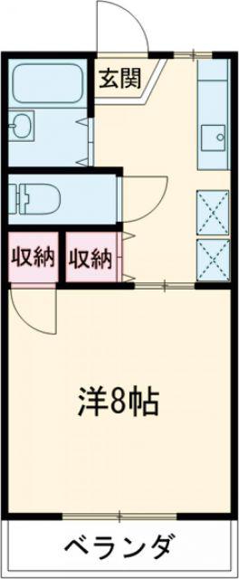グリーンヒルズI棟(1K/1階)の間取り写真