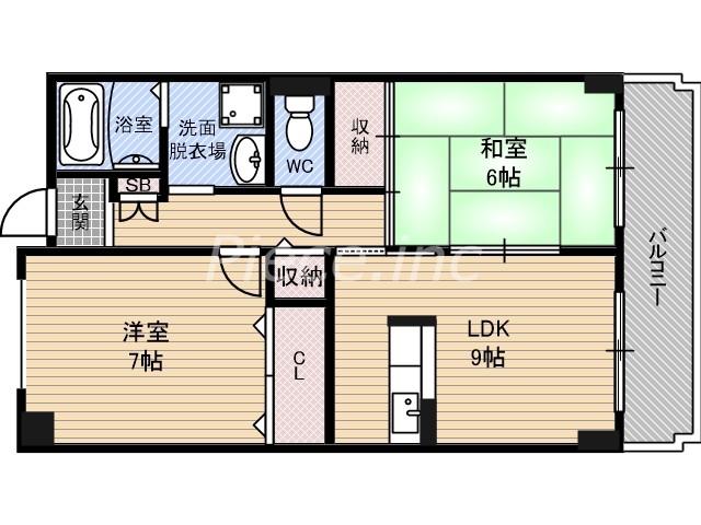 レーゼンハイム2(2LDK/6階)の間取り写真