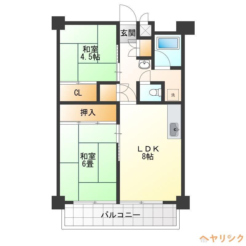マンションフリーベル(2LDK/4階)の間取り写真