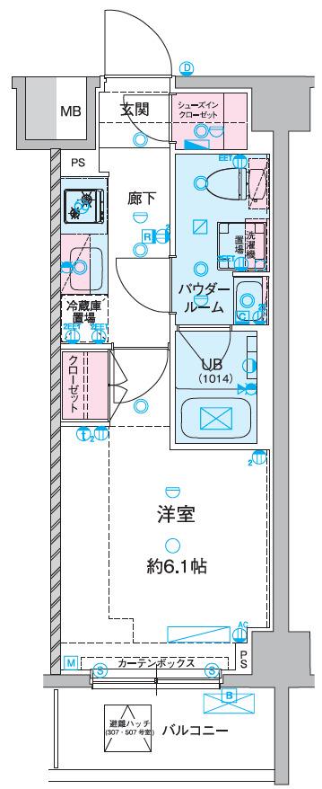 GENOVIA谷塚(1K/3階)の間取り写真