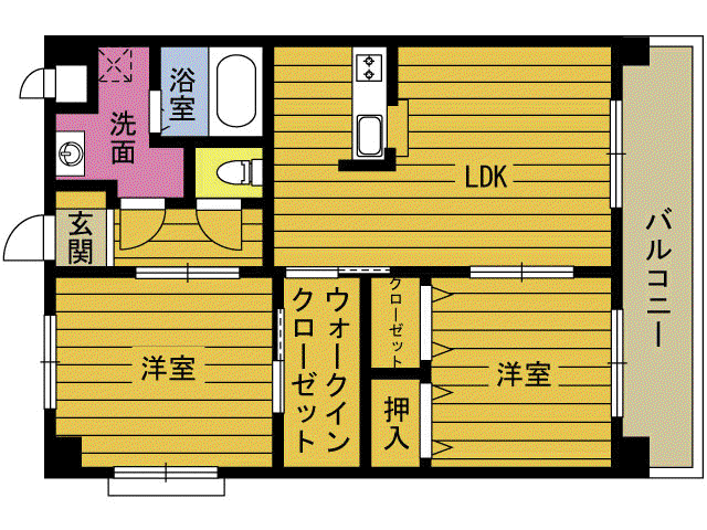 ヴィリディフローラ津守(2LDK/1階)の間取り写真