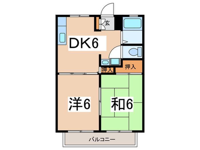 レスタチオン弐番館(2DK/2階)の間取り写真