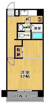 郡中東口ビル(1K/6階)の間取り写真