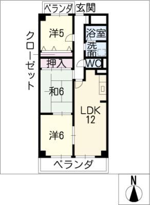 エントピアダテ(3LDK/5階)の間取り写真
