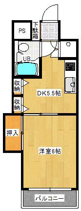ダイアパレス新居浜(1DK/2階)の間取り写真