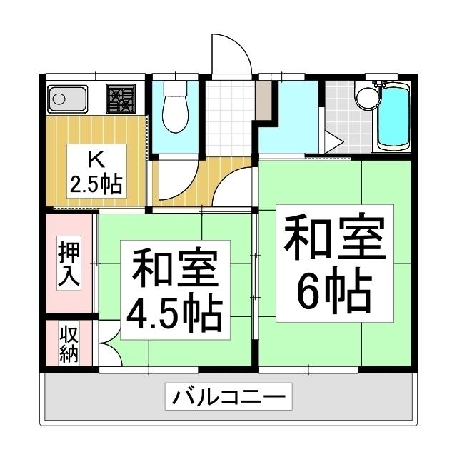 高林荘(2K/2階)の間取り写真