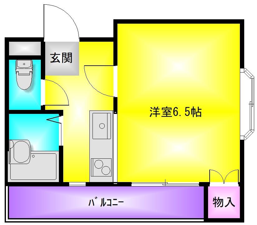 ピュアコート6番館(1K/3階)の間取り写真
