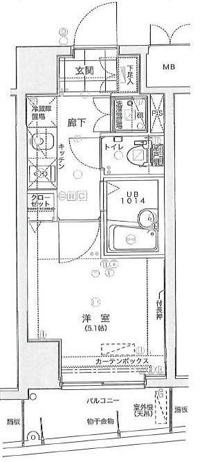 VERONA大井南 LUSSOGRANDE(1K/7階)の間取り写真