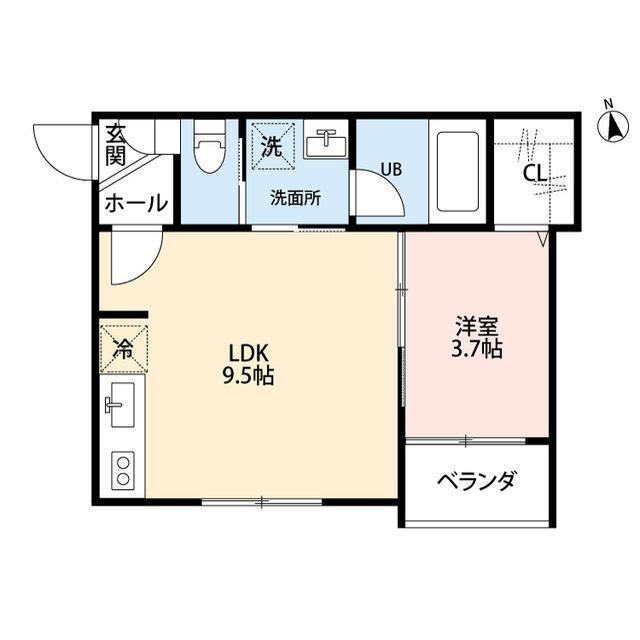 ROOMS南万代(1LDK/2階)の間取り写真