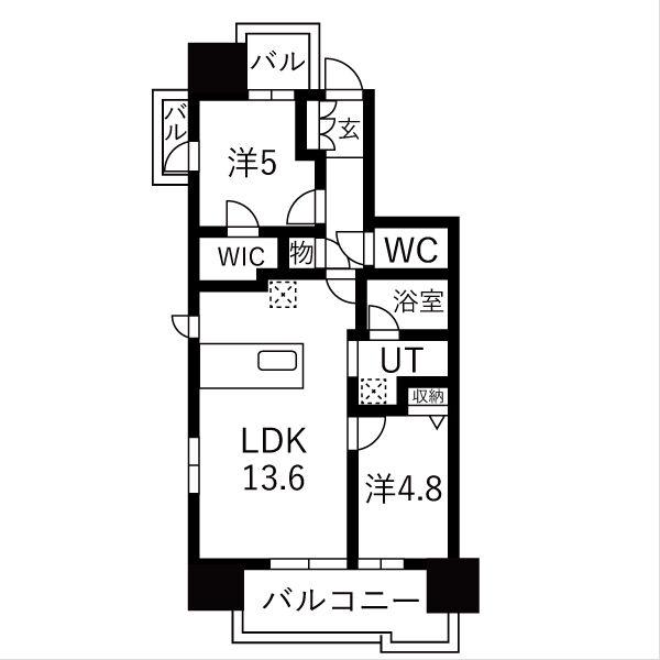 ダイアパレス セントラル ザ・フォート(2LDK/11階)の間取り写真