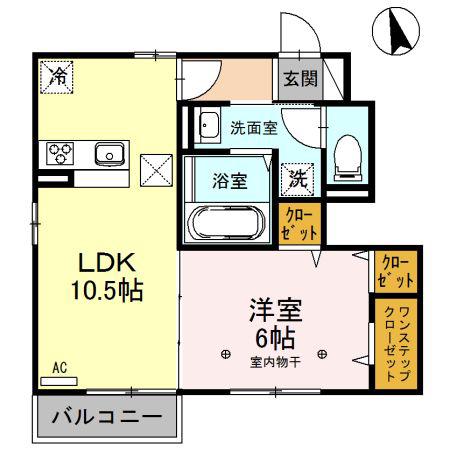 ソレイユ文久(1LDK/1階)の間取り写真