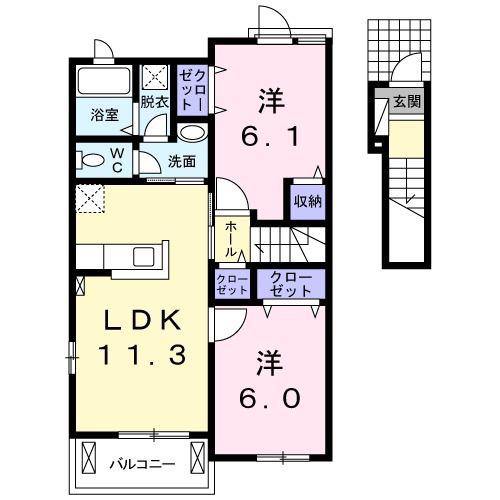 サピーI(2LDK/2階)の間取り写真