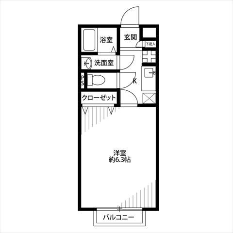 アムール 岡(1K/2階)の間取り写真