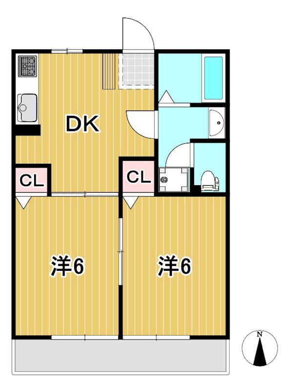 サンハイム(2DK/1階)の間取り写真