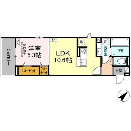 アーバングレイス宮千代1丁目 I(1LDK/3階)の間取り写真